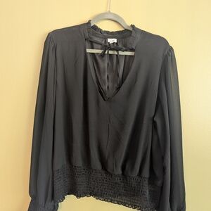 Kismet Black Blouse with Tie Neck